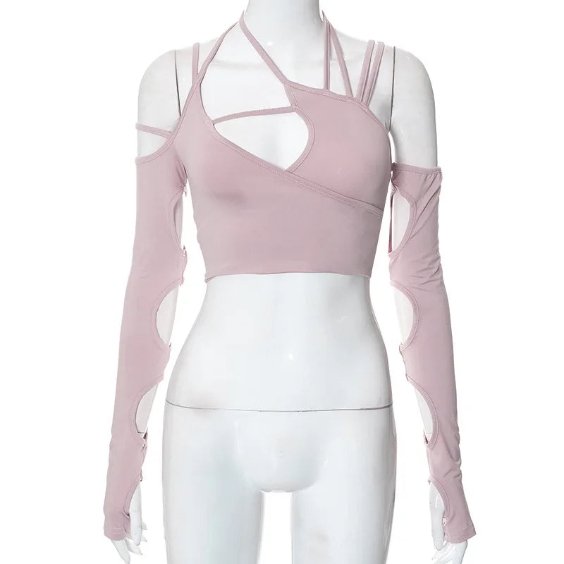 Women's Punk Long Sleeve Crop Top