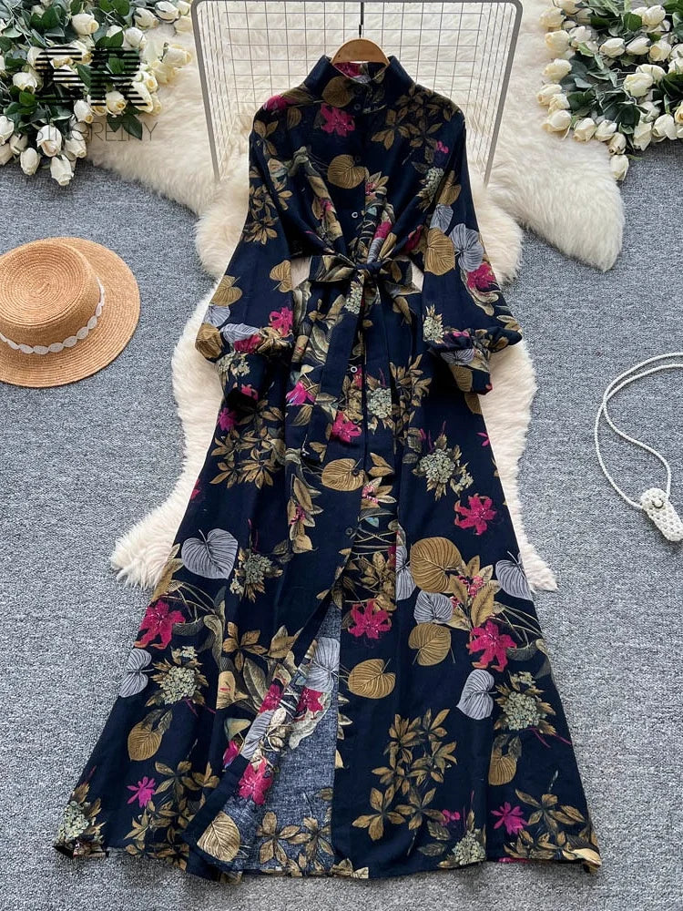 Long Sleeves Floral Print Dress