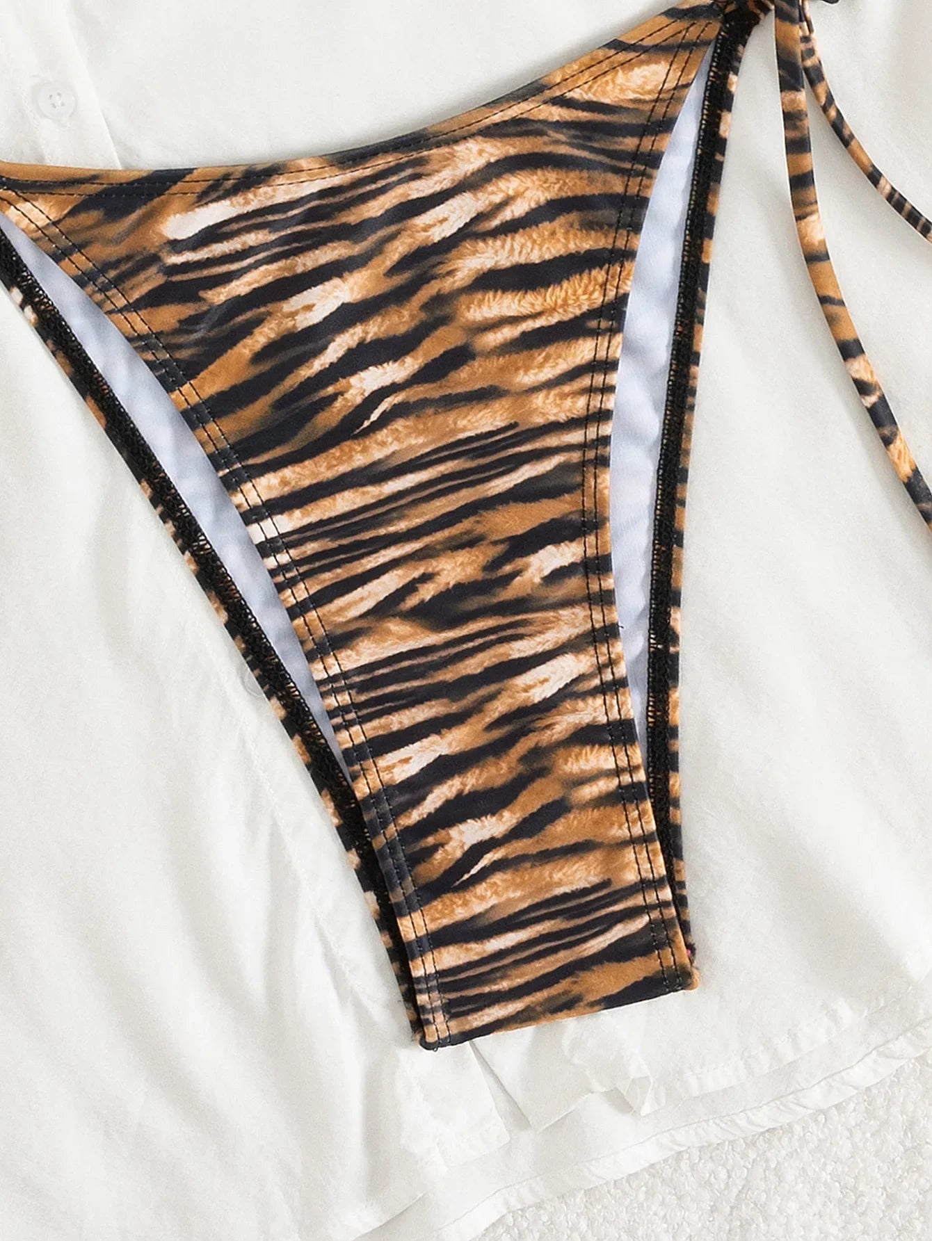 Sexy Coffee Tiger Print Micro Bikini