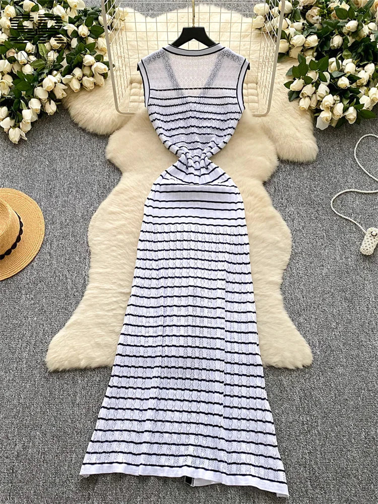 Stripe Knit OL Tank Dress