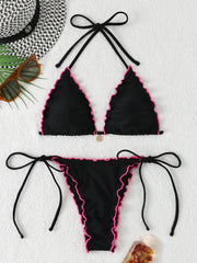 Sexy White Black Patchwork Bikini Set