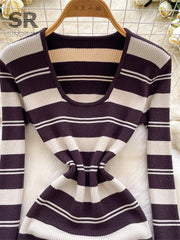 Style Vintage Stripe Knitted Dress
