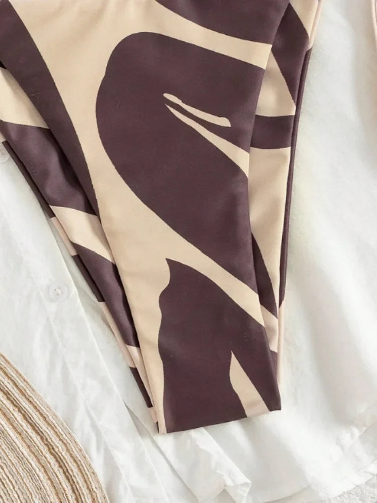 Sexy Coffee Striped Bikini
