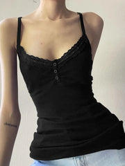 Sexy Folds Buttons Sleeveless Crop Top
