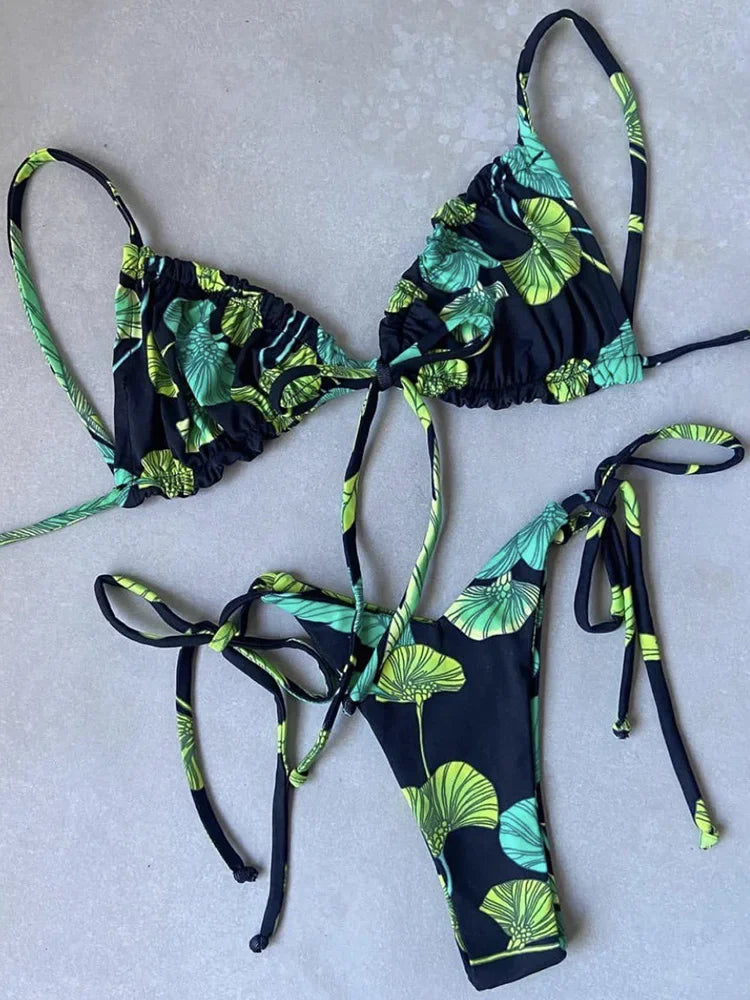 Sexy Ruffle Frilled Micro Thong Bikini
