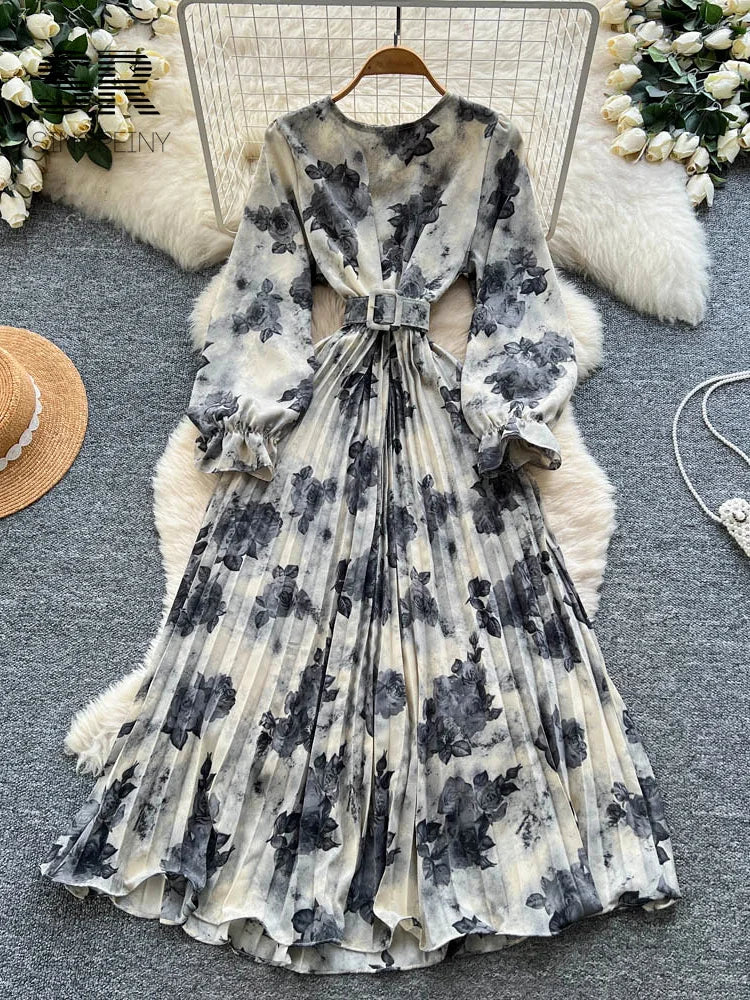 Vintage Floral Print Dress