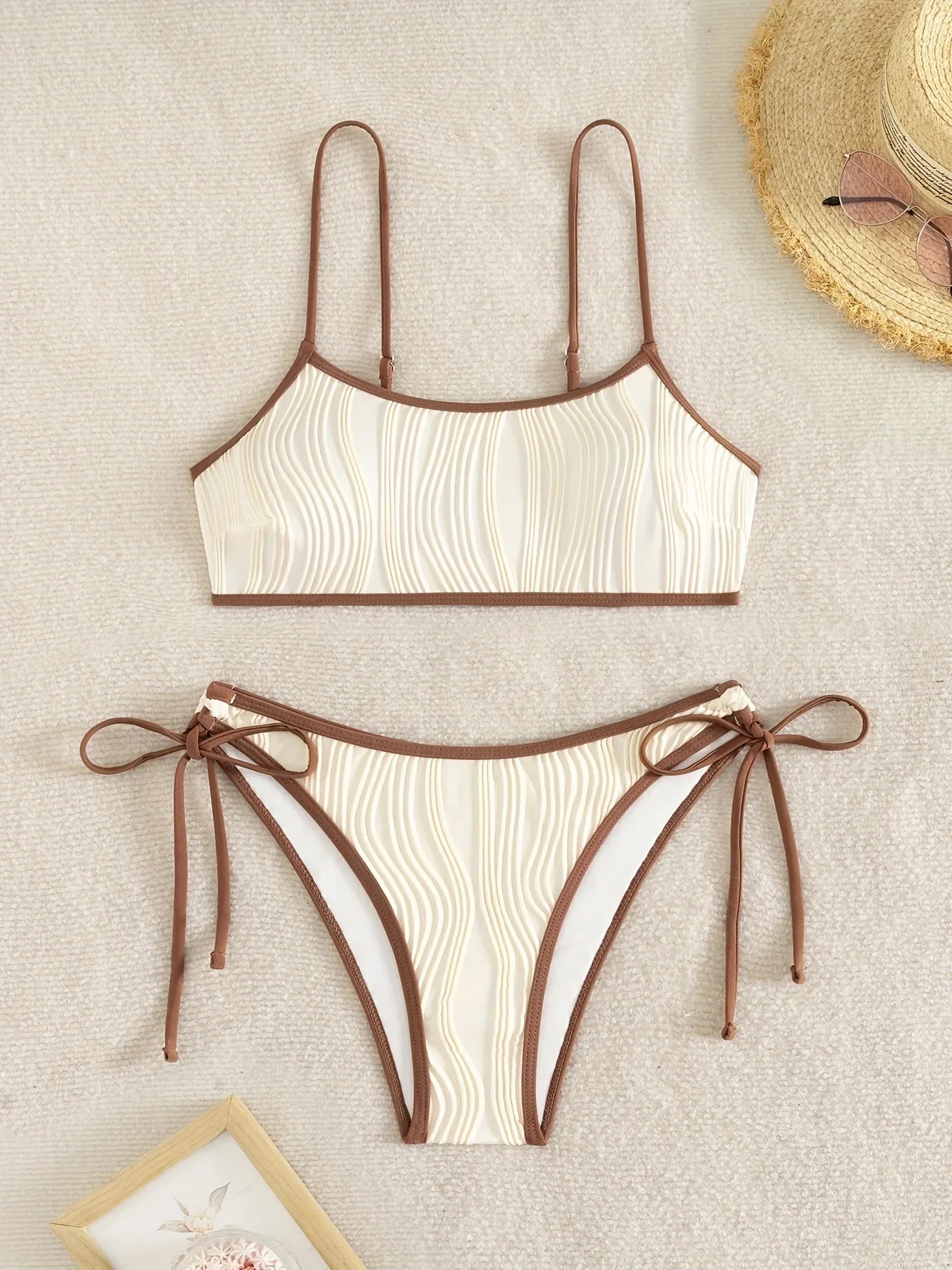 Sexy Beige Patchwork Bikini Set