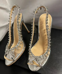 Shiny Crystal PVC Transparent Fish Mouth Party High Heel