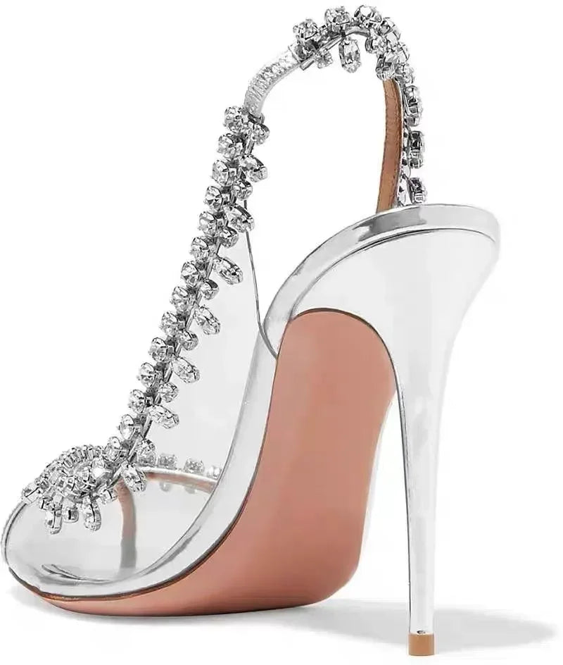 Shiny Crystal PVC Transparent Fish Mouth Party High Heel