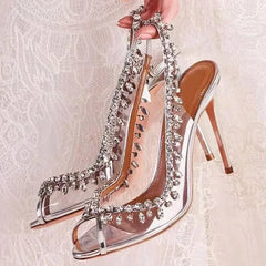 Shiny Crystal PVC Transparent Fish Mouth Party High Heel