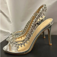 Shiny Crystal PVC Transparent Fish Mouth Party High Heel