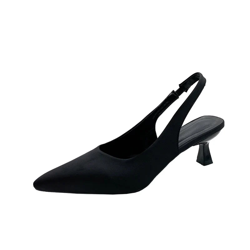 Hot Sale Slip-on Office Career Pointed Toe Cap Sandals Low Heel Pumps