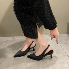 Hot Sale Slip-on Office Career Pointed Toe Cap Sandals Low Heel Pumps