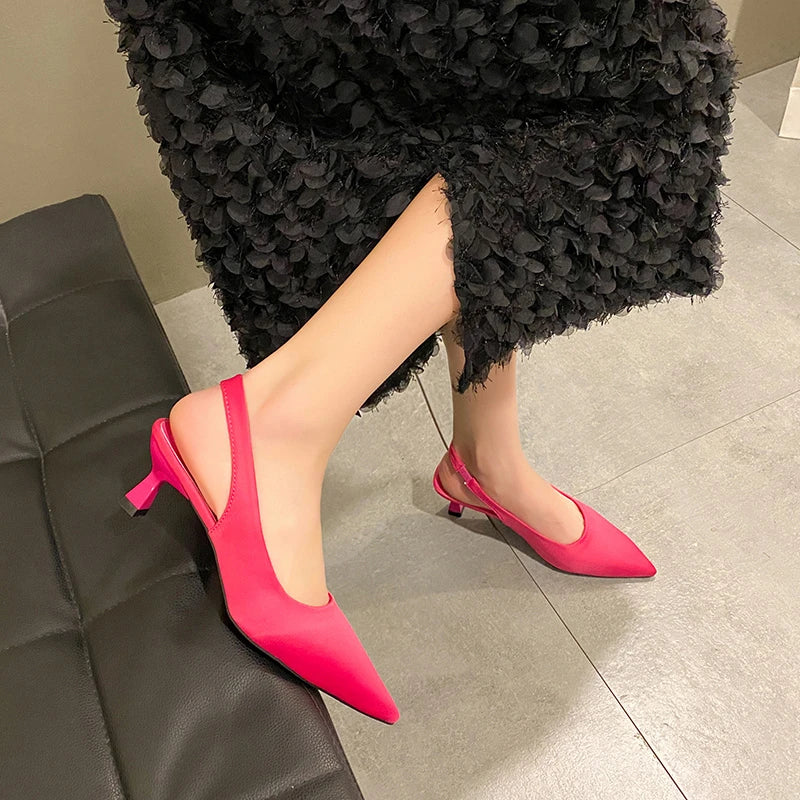 Hot Sale Slip-on Office Career Pointed Toe Cap Sandals Low Heel Pumps