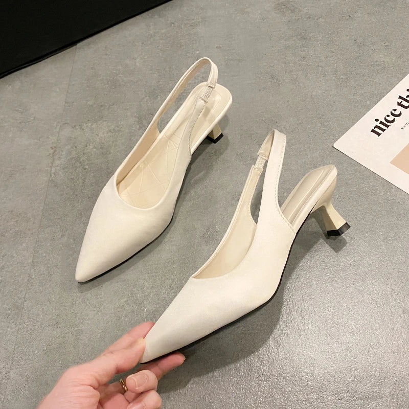 Hot Sale Slip-on Office Career Pointed Toe Cap Sandals Low Heel Pumps