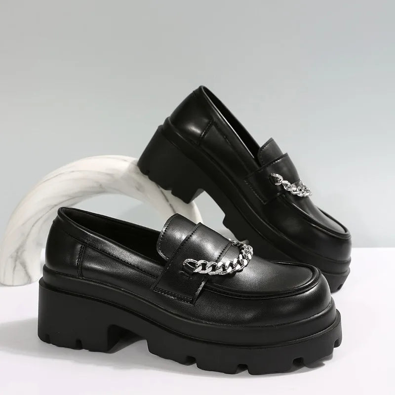 Round Toe Platform Fur British Style Casual Sneaker Oxfords Creepers Loafers