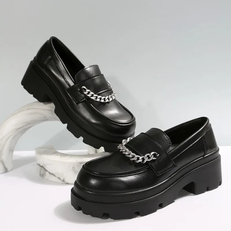 Round Toe Platform Fur British Style Casual Sneaker Oxfords Creepers Loafers