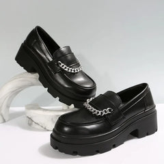 Round Toe Platform Fur British Style Casual Sneaker Oxfords Creepers Loafers