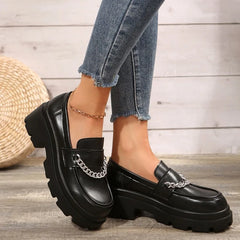 Round Toe Platform Fur British Style Casual Sneaker Oxfords Creepers Loafers