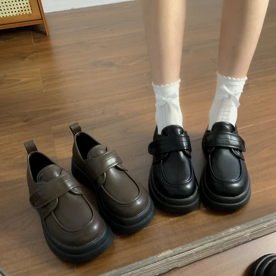 Fur Round Toe Preppy Slip On Retro Creepers British Style Loafers