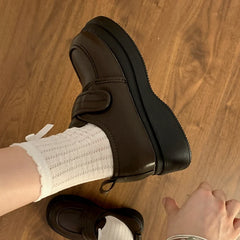 Fur Round Toe Preppy Slip On Retro Creepers British Style Loafers