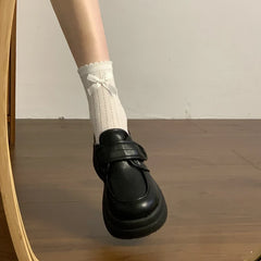 Fur Round Toe Preppy Slip On Retro Creepers British Style Loafers
