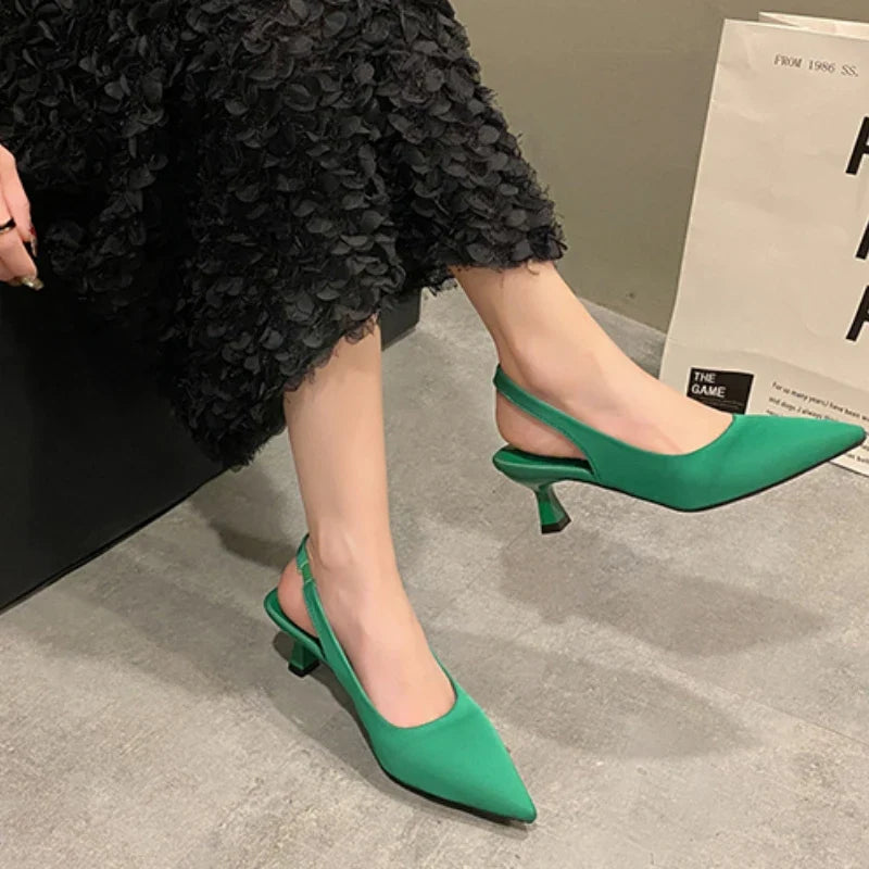 Slip-on Solid Office Career Pointed Toe Low Heel Pumps
