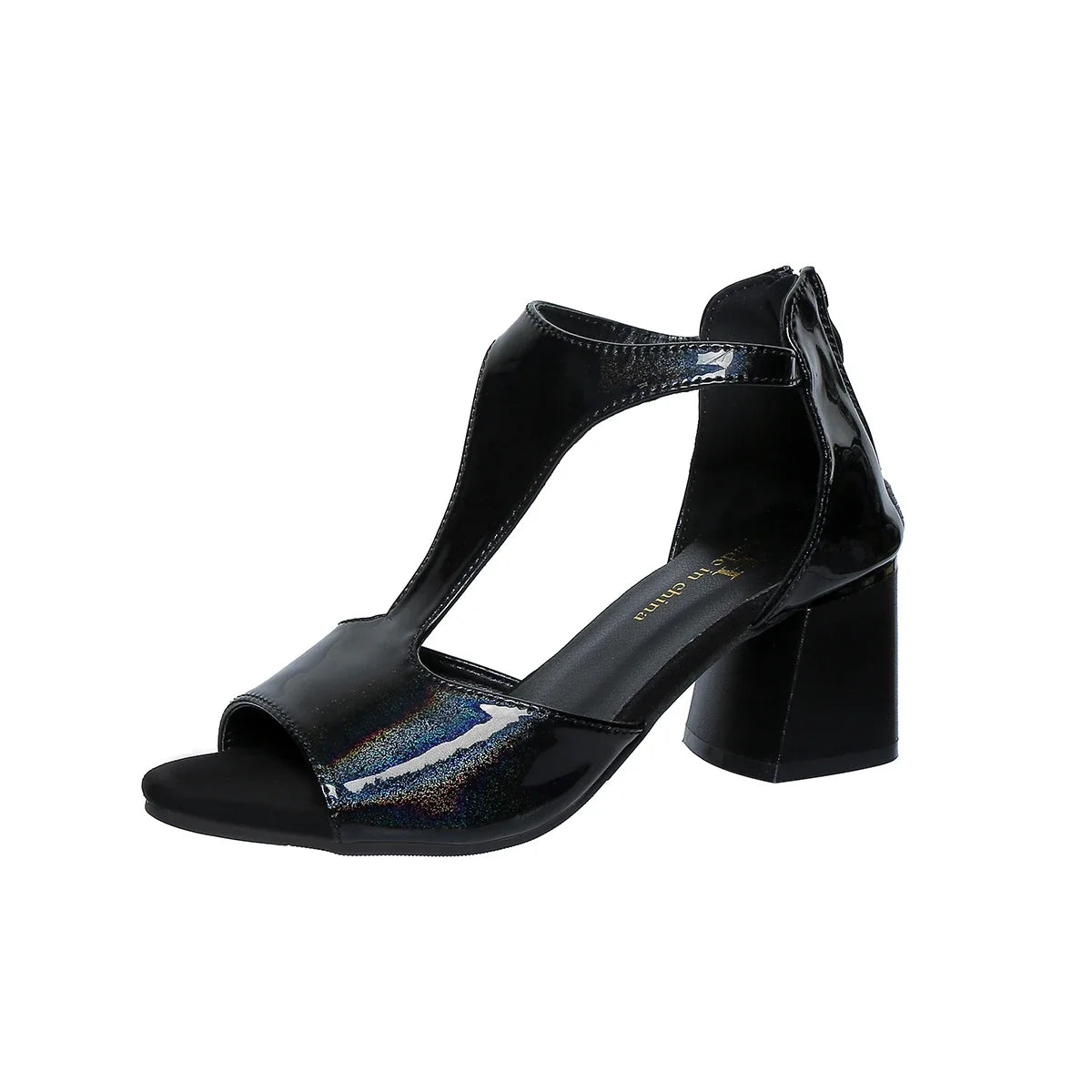 Peep Toe Chunky Dress Elegant Black New Trend Plus Size Shoes Low Heel Pumps