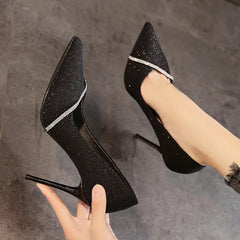 Spring and Autumn Pointy Rhinestone Bridesmaid High Heel