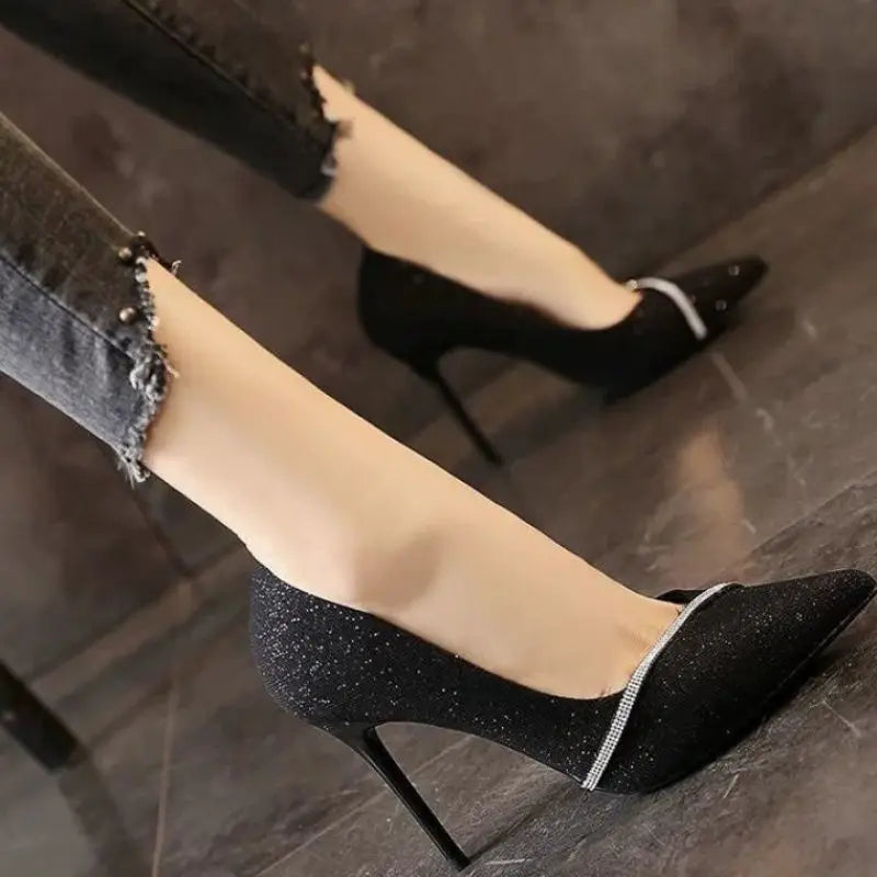 Spring and Autumn Pointy Rhinestone Bridesmaid High Heel