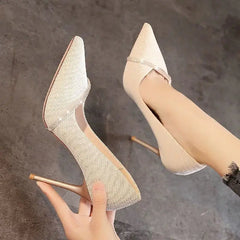 Spring and Autumn Pointy Rhinestone Bridesmaid High Heel