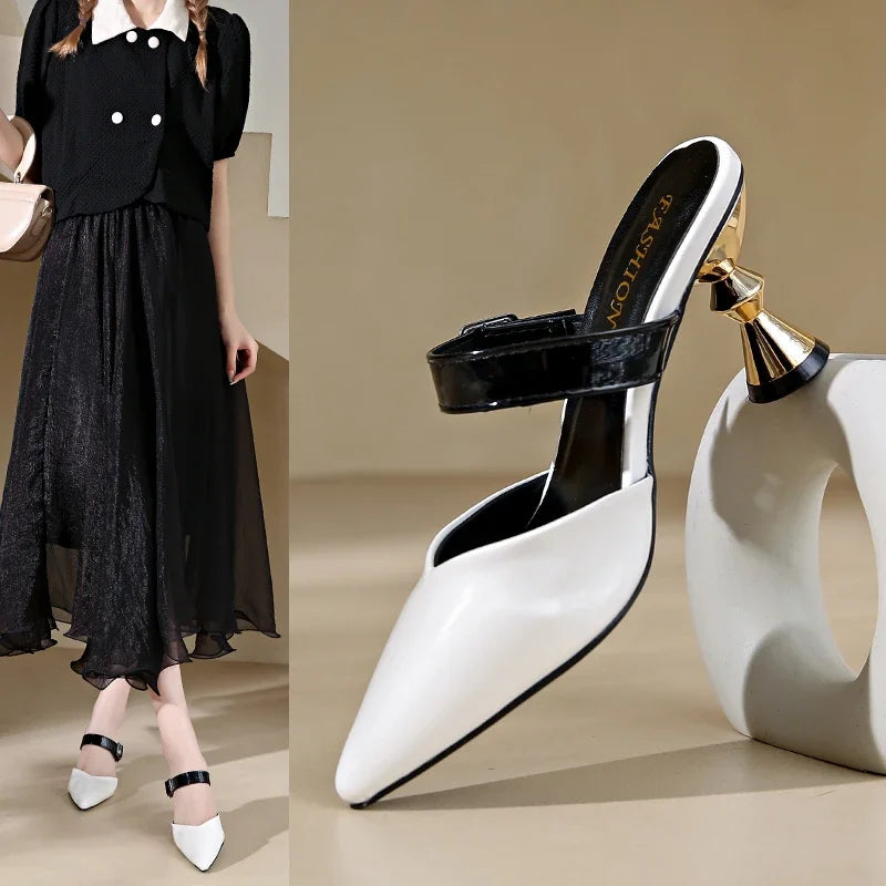 Size 35-43 Pointed Closed Toe Women's Casual Mules Low Heel Pumps