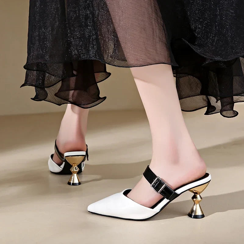 Size 35-43 Pointed Closed Toe Women's Casual Mules Low Heel Pumps