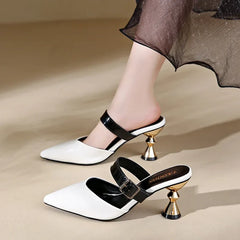 Size 35-43 Pointed Closed Toe Women's Casual Mules Low Heel Pumps