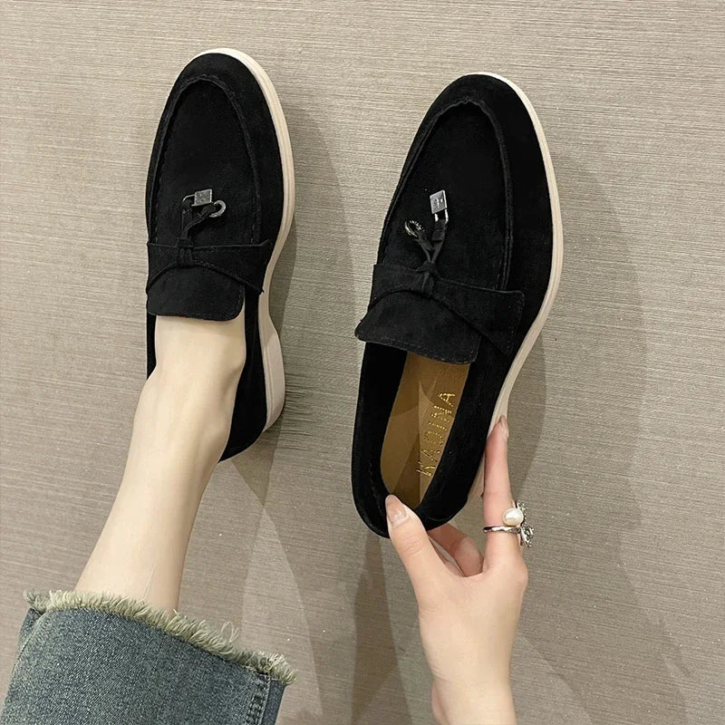 Split Toe Thick Sole Casual Leather Tabi Loafers