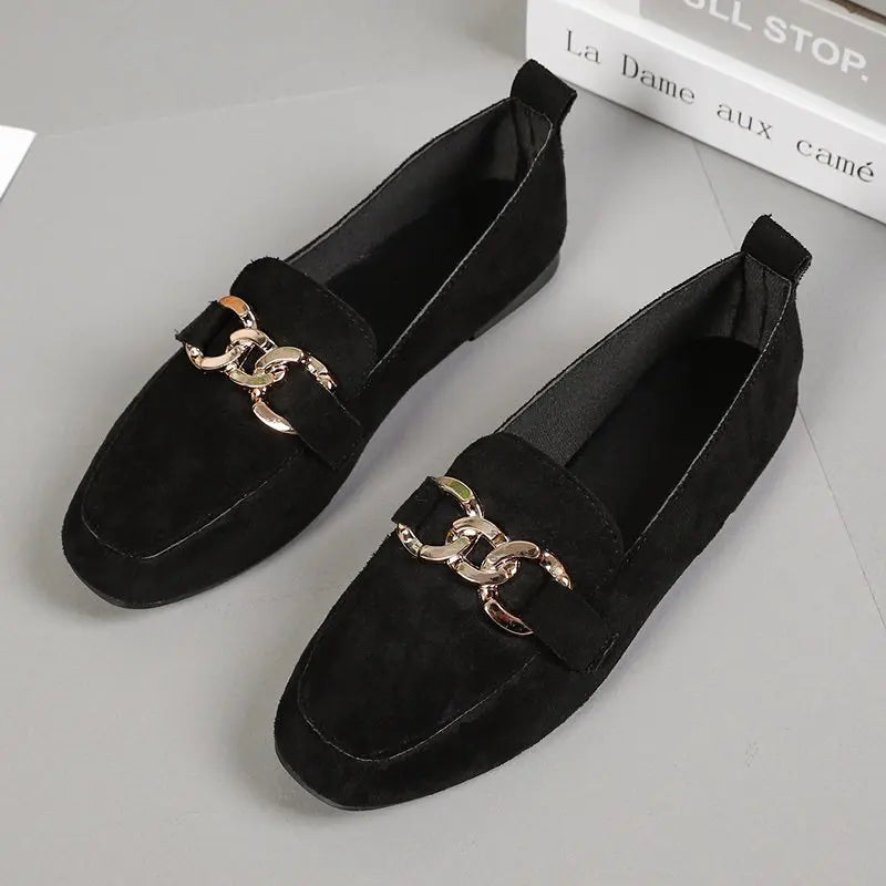 Metal Decor Slip On Loafers Moccasins Big Size Casual Flats Loafers