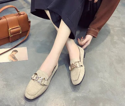 Metal Decor Slip On Loafers Moccasins Big Size Casual Flats Loafers