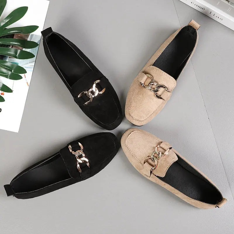 Metal Decor Slip On Loafers Moccasins Big Size Casual Flats Loafers
