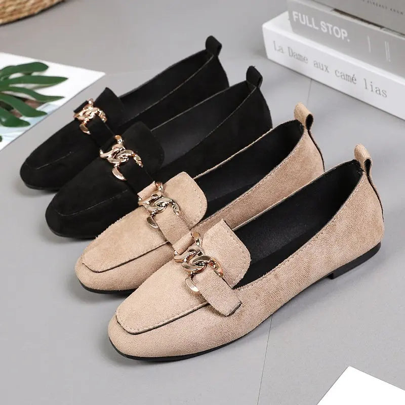 Metal Decor Slip On Loafers Moccasins Big Size Casual Flats Loafers