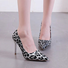 Leopard Print Pointed Toe Trendy Catwalk Single High Heel