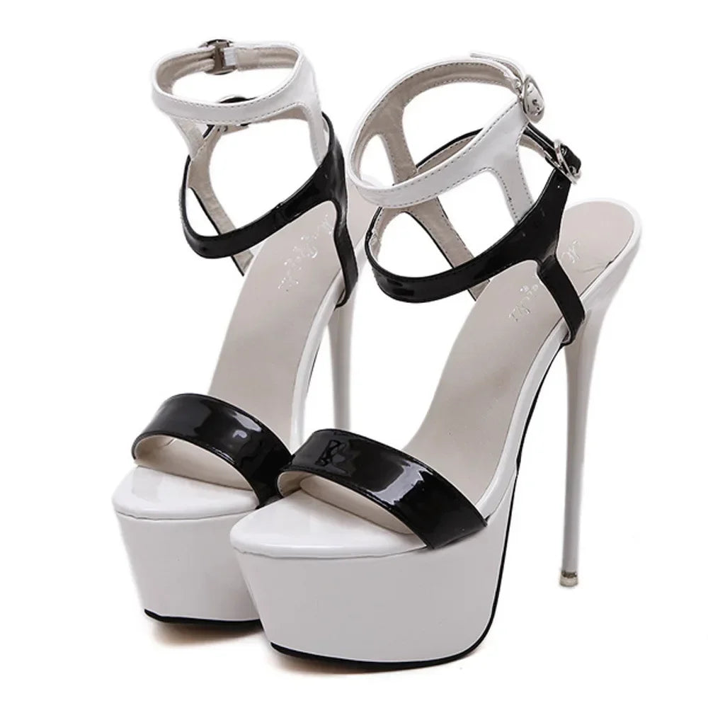 16cm High Heel Peep Toe Ankle Buckle Super High Sandal High Heel