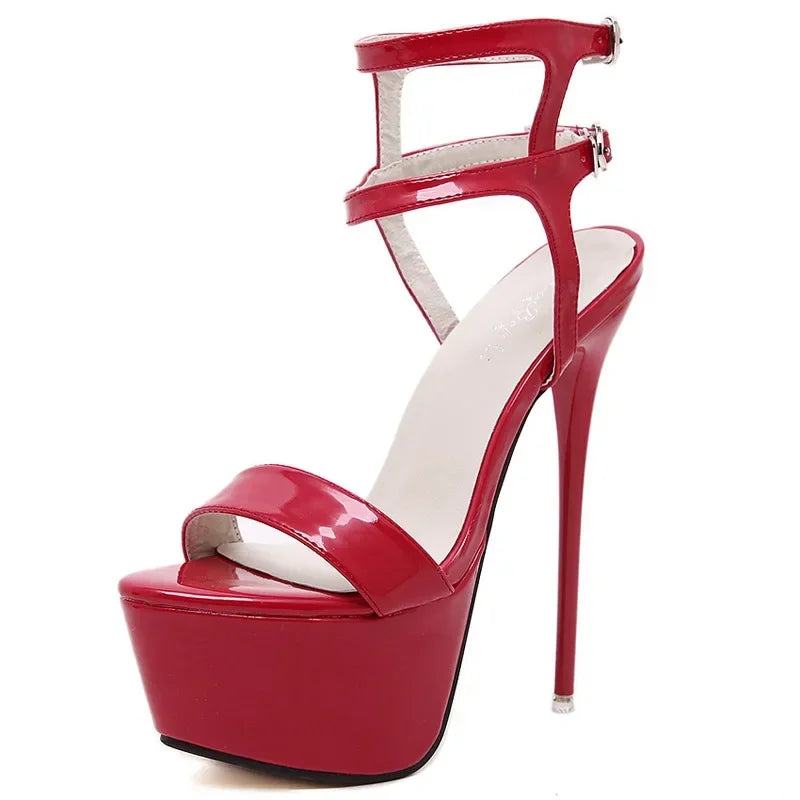 16cm High Heel Peep Toe Ankle Buckle Super High Sandal High Heel