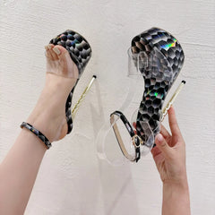 Platform Sandals Peep Toe Transparent PVC Metal Thin High Heel High Heel