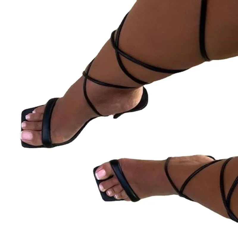 Ankle Strap Leather Lace-up Hot Sale Party High Heel