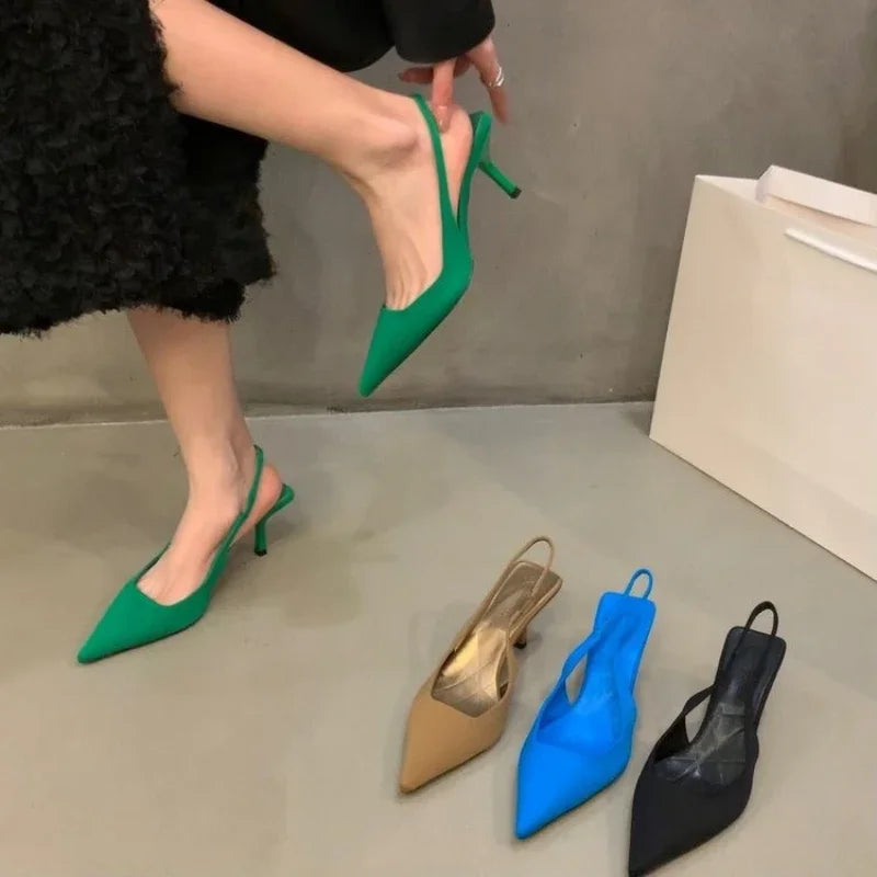 Autumn Solid Color Banquet Pointed Toe Comfortable Casual Slip-on Shoes Low Heel Pumps