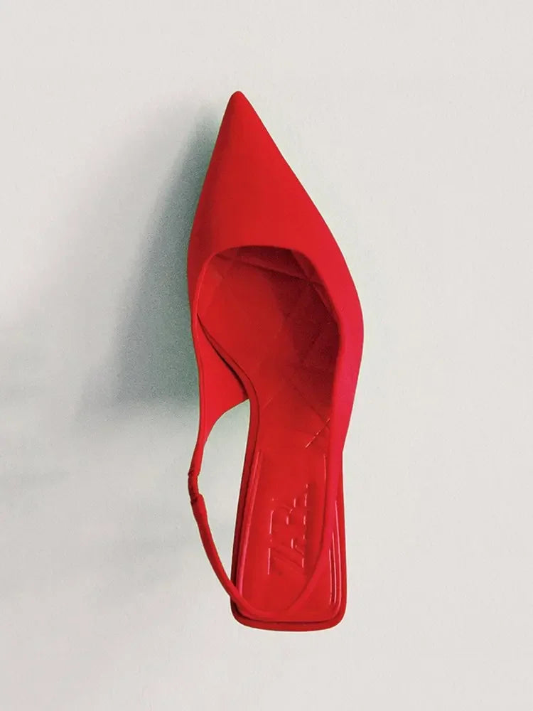 Autumn Solid Color Banquet Pointed Toe Comfortable Casual Slip-on Shoes Low Heel Pumps