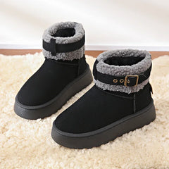 Thick Bottom Women's Fleece-lined Boots Cotton Warm Shoes Integrated Leather Outerwear New Style Snow Boots