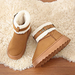 Thick Bottom Women's Fleece-lined Boots Cotton Warm Shoes Integrated Leather Outerwear New Style Snow Boots