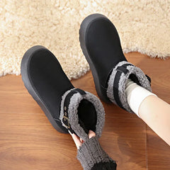 Thick Bottom Women's Fleece-lined Boots Cotton Warm Shoes Integrated Leather Outerwear New Style Snow Boots