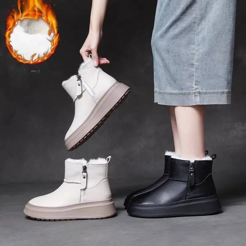 Velvet and Thickening Women's Boots New Comfortable and Versatile Thick-soled Cotton Boots Botas De Mujer